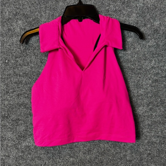 Alexander Jane Buttery Soft Pink Collared Cropped Tank with V-Neck-Size XL, NWOT - Picture 1 of 3